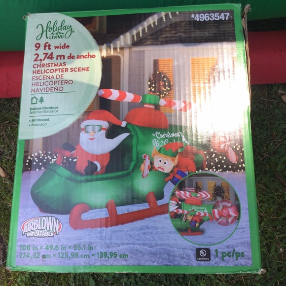 Gemmy 9 ft Wide Animated Christmas Helicopter Scene Airblown Inflatable Santa‎ - Picture 7 of 10